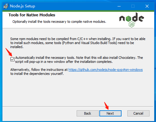 自动安装NodeJs必须的工具插件